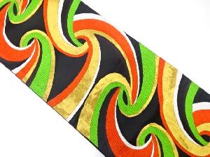 アンティーク　変わり渦巻き模様織出し袋帯（着用可）